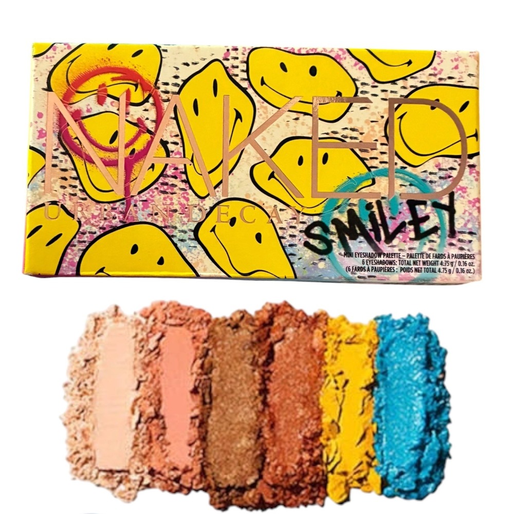 Urban Decay x Smiley Naked Mucho Happy Mini Eyeshadow Palette 6‎ Shade Vegan NIB